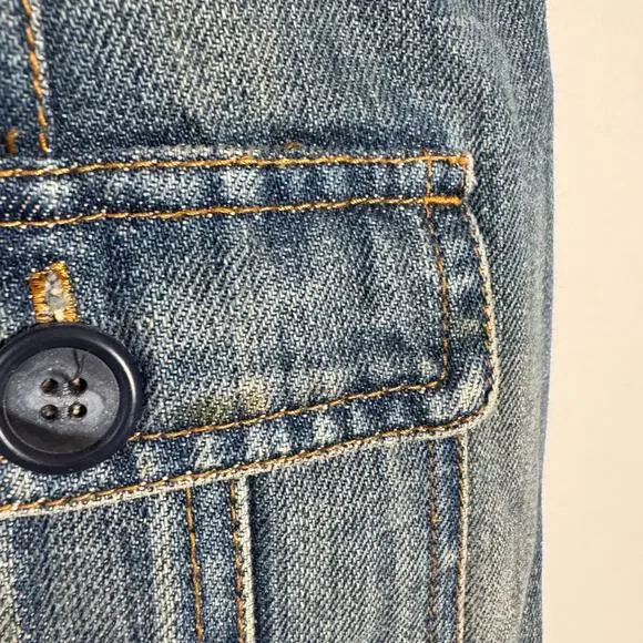 The Limited Y2K Micro Mini Denim Skirt Women 0 Blue Preppy Bratz Minimal 90s - Picture 9 of 9